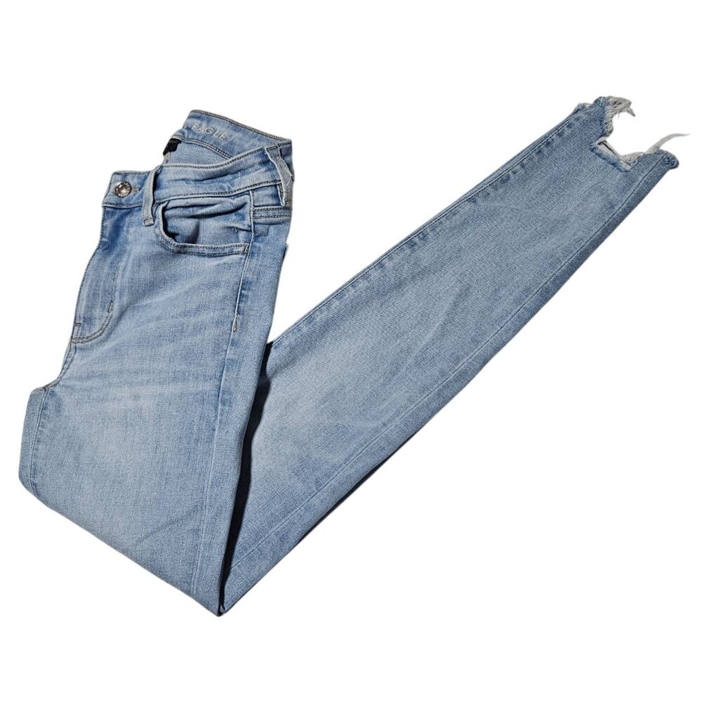 American Eagle Super Hi Rise Jegging Jeans Womens Size 00 Light Wash Denim Pants